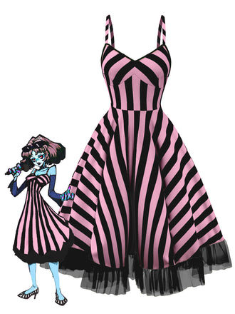 & 1950s Striped Fluorescent Lace Dress — the kind of 1950s dress that makes strangers smile
