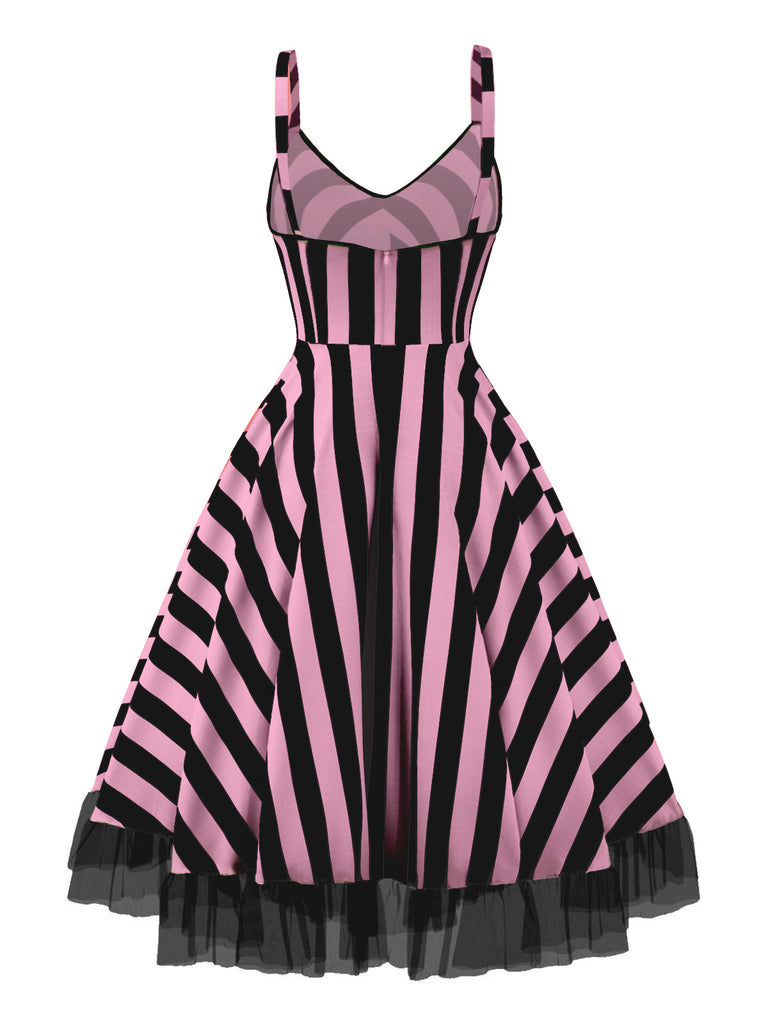 & 1950s Striped Fluorescent Lace Dress — a 1950s silhouette that turns sidewalks into runways