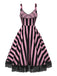 & 1950s Striped Fluorescent Lace Dress — a 1950s silhouette that turns sidewalks into runways