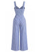 Blue 1950s Striped V-Neck Halter Hollow Jumpsuit 3