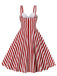 1950s Stripes Contrast Patchwork Strap Dress — vintage elegance for the modern woman