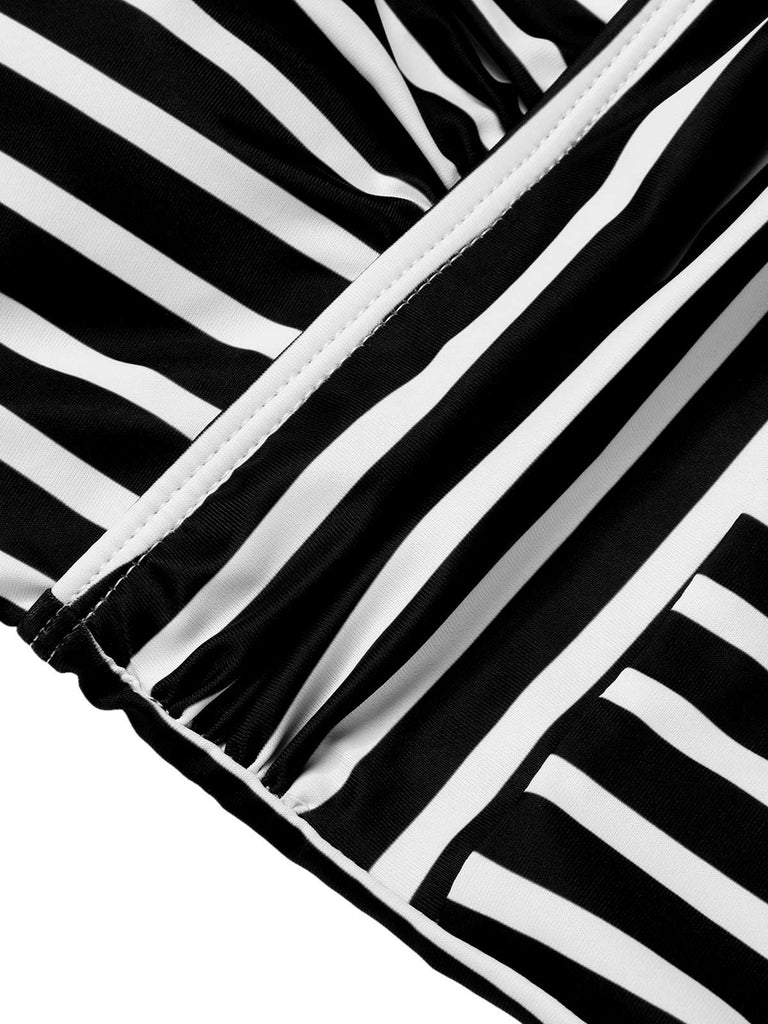 1950s Stripes Spaghetti Strap One-Piece Swimsuit: 1950s Riviera elegance, reimagined for her