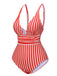 1950s Stripes Spaghetti Strap One-Piece Swimsuit: 1950s Riviera elegance, reimagined for her