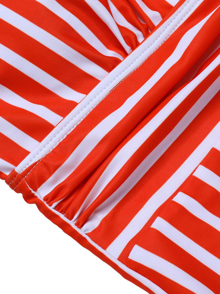 1950s Stripes Spaghetti Strap One-Piece Swimsuit, vintage swimsuit, pin-up swimwear - perfect for women who love vintage and retro fashion