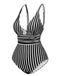1950s Stripes Spaghetti Strap One-Piece Swimsuit, vintage swimsuit, pin-up swimwear - perfect for women who love vintage and retro fashion