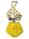 Yellow 1950s Sunflower Cross Halter Swimsuit, vintage swimsuit, pin-up swimwear - perfect for women who love vintage and retro fashion
