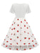 1950s Sweetheart Neck Cherry Mesh Dress: where 1950s romance meets her modern spirit