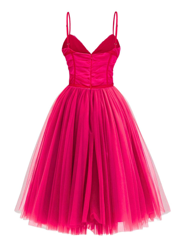 1950s Sweetheart Neck Ruched Mesh Dress - vintage dress, retro fashion, rockabilly