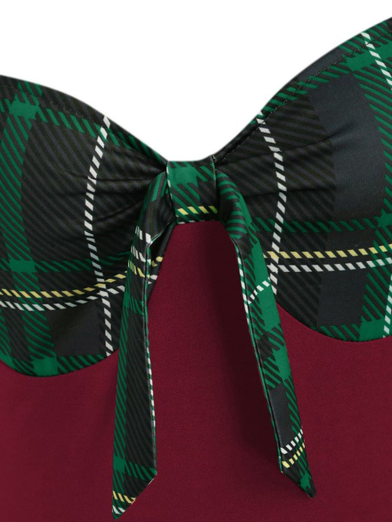 She slips into this 1950s Sweetheart Plaid Patchwork Dress and suddenly it's a 1950s daydream