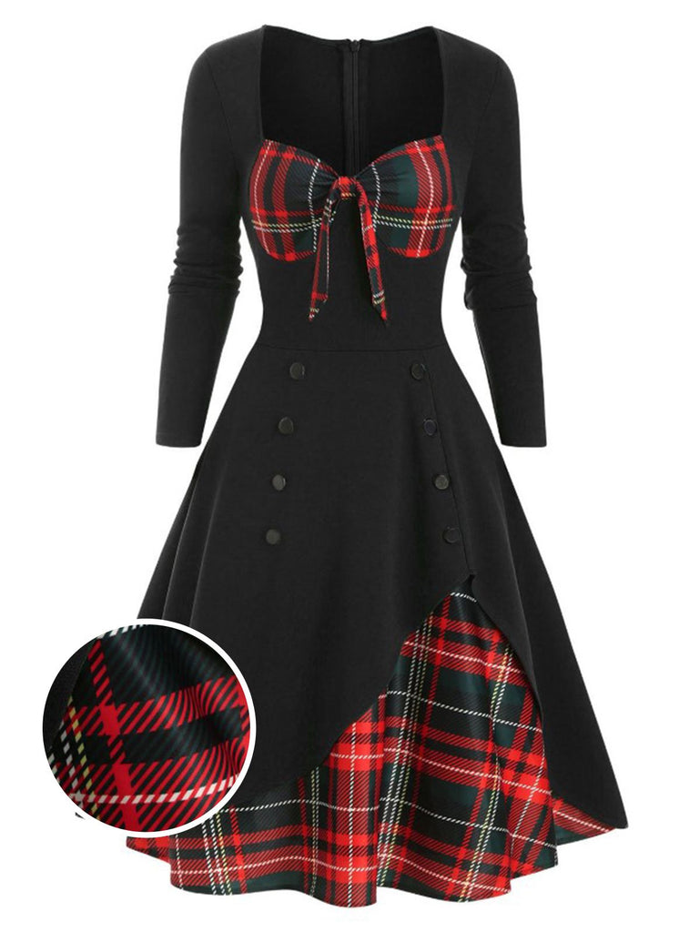 This 1950s Sweetheart Plaid Patchwork Dress wraps her in 1950s elegance, one twirl at a time