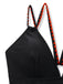 Black 1950s Floral Deep V Double Strap One-Piece Swimsuit - vintage swimsuit, pin-up style, classic black