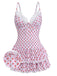 [Pre-Sale] Pink 1940s Cherry Print Lace Trim One-Piece Swimsuit - vintage swimsuit, pin-up swimwear for vintage lovers