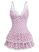 [Pre-Sale] Pink 1940s Cherry Print Lace Trim One-Piece Swimsuit - vintage swimsuit, pin-up swimwear for vintage lovers