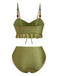1950s Textured Fabric Colored Stones Bikini Set - vintage fashion, retro style, elegant red