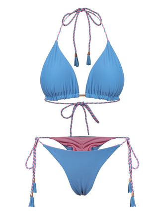 1950s Tie Back Backless Braided Bikini Set, vintage swimsuit, pin-up swimwear - perfect for women who love vintage and retro fashion