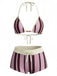 1950s Tie Halter Beaded Striped Swimwear Set - vintage fashion, retro style, classic elegance for vintage lovers
