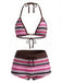 1950s Tie Halter Beaded Striped Swimwear Set - vintage swimsuit, pin-up style