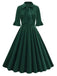 1950s Tie Neck Velvet Flared Sleeve Dress: where 1