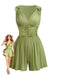 1950s Tie-Shoulder Lace Waist V-Neck Fit Romper - vintage jumpsuit, retro fashion