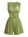 1950s Tie-Shoulder Lace Waist V-Neck Fit Romper - vintage jumpsuit, retro fashion