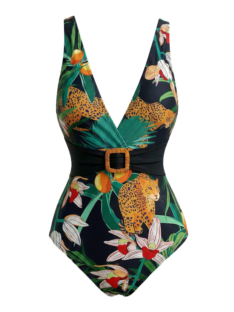 1950s Print Vintage One Piece One Piece Swimsuit 2