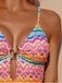 Multicolor 1950s Chevron Print Heart Ring One-Piece Swimsuit - vintage swimsuit, pin-up swimwear for vintage lovers
