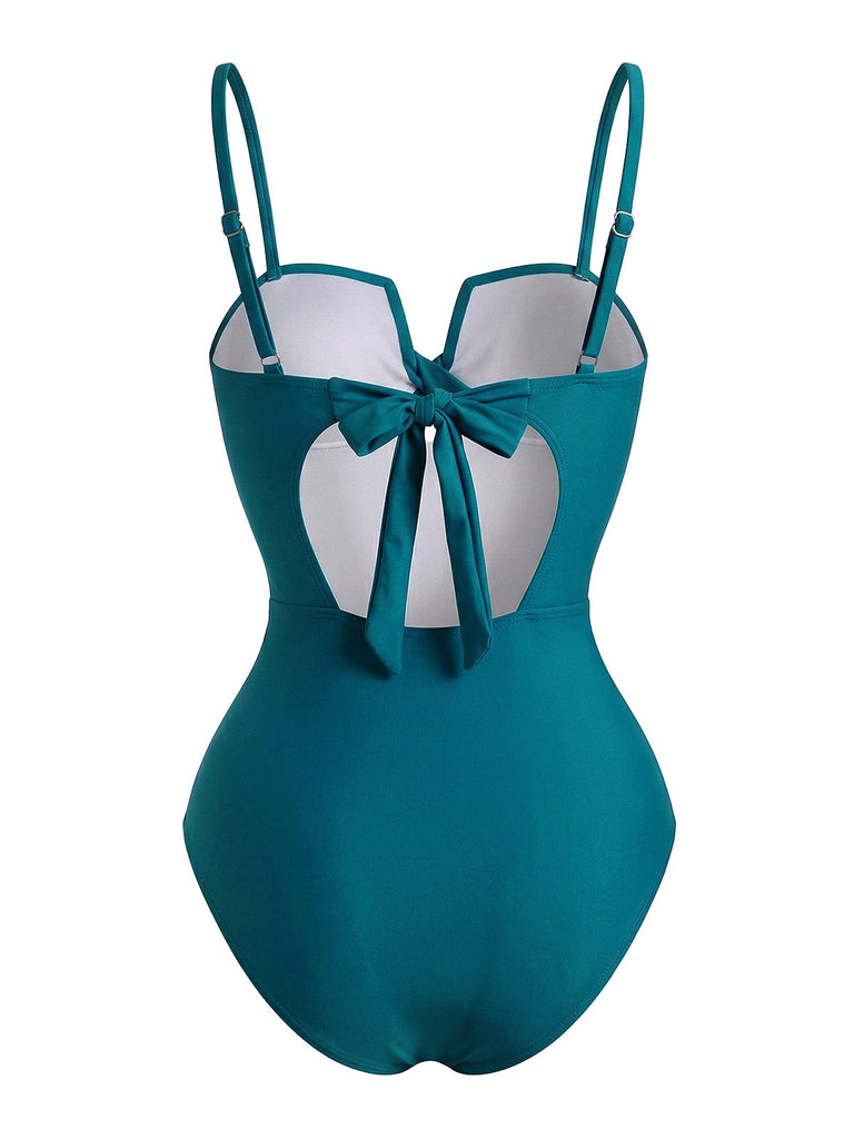 1950s-Twist-Front-Tropical-Leaf-Print-One-Piece-Swimsuit, vintage, retro, swimwear