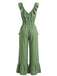 1950s V-Neck Ruffle Hem Drawstring Wide Leg Jumpsuit, vintage jumpsuit, retro fashion, rockabilly, pin-up fashion - vintage inspired fashion