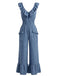 1950s V-Neck Ruffle Hem Drawstring Wide Leg Jumpsuit, vintage jumpsuit, retro fashion, rockabilly, pin-up fashion - vintage inspired fashion