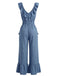 1950s V-Neck Ruffle Hem Drawstring Wide Leg Jumpsuit, vintage jumpsuit, retro fashion, rockabilly, pin-up fashion - vintage inspired fashion