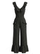 1950s V-Neck Ruffle Hem Drawstring Wide Leg Jumpsuit, vintage jumpsuit, retro fashion, rockabilly, pin-up fashion - vintage inspired fashion