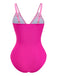 1950s V-Neck Color Patchwork One-Piece Swimsuit: beautiful vintage swimwear, retro swimsuit, pin-up style with timeless appeal
