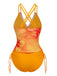 1950s V-Neck Floral Patchwork Tankini Set - vintage fashion, retro style