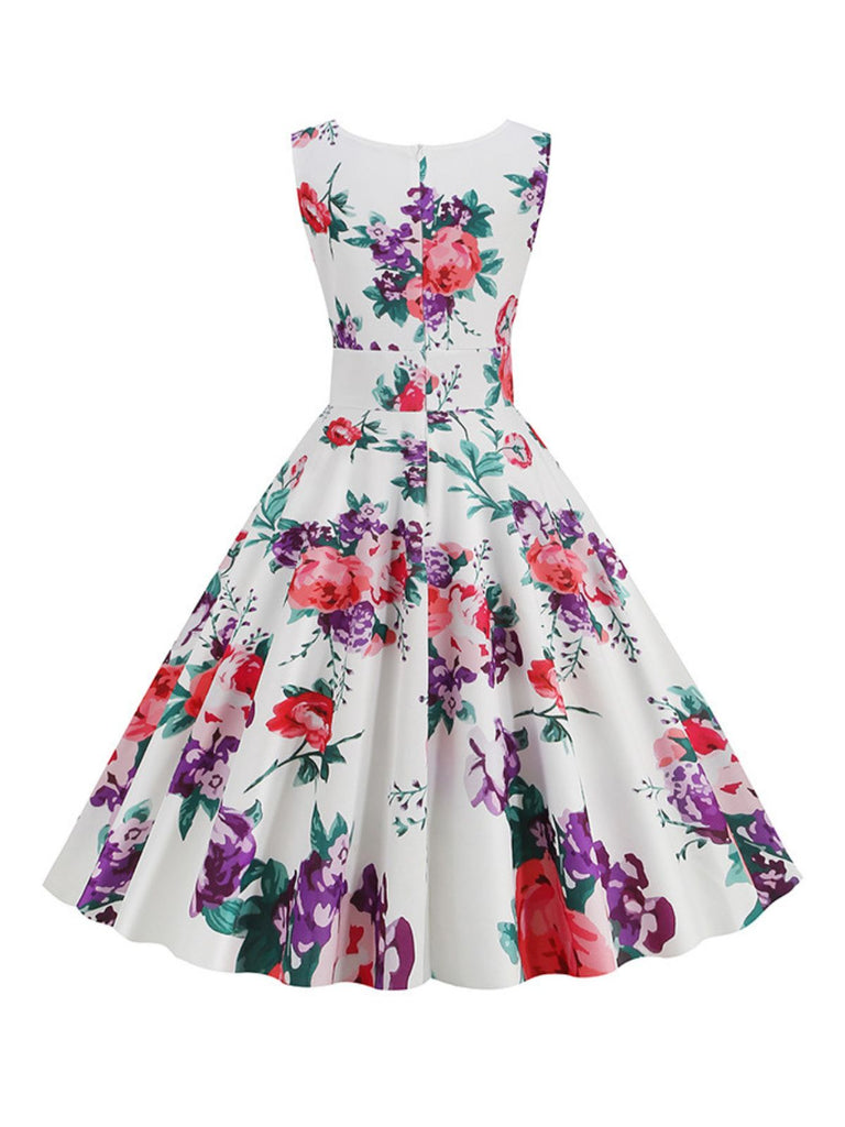 1950s V-Neck Floral Sleeveless Dress, vintage dress, retro fashion, rockabilly, pin-up fashion - perfect for women who love vintage and retro fashion