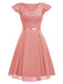 1950s V-Neck Lace Floral Cap Sleeve Solid Dress: timeless style reimagined