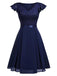 1950s V-Neck Lace Floral Cap Sleeve Solid Dress — vintage elegance for the modern woman
