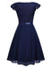 1950s V-Neck Lace Floral Cap Sleeve Solid Dress: timeless style reimagined