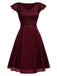 1950s V-Neck Lace Floral Cap Sleeve Solid Dress — vintage elegance for the modern woman