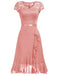 1950s V-Neck Lace Ruffles Solid Dress: timeless style reimagined