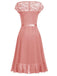 1950s V-Neck Lace Ruffles Solid Dress — vintage elegance for the modern woman