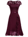 1950s V-Neck Lace Ruffles Solid Dress: timeless style reimagined