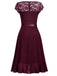 1950s V-Neck Lace Ruffles Solid Dress — vintage elegance for the modern woman