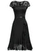 1950s V-Neck Lace Ruffles Solid Dress: timeless style reimagined