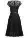 1950s V-Neck Lace Ruffles Solid Dress — vintage elegance for the modern woman