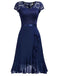 1950s V-Neck Lace Ruffles Solid Dress: timeless style reimagined