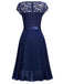 1950s V-Neck Lace Ruffles Solid Dress — vintage elegance for the modern woman