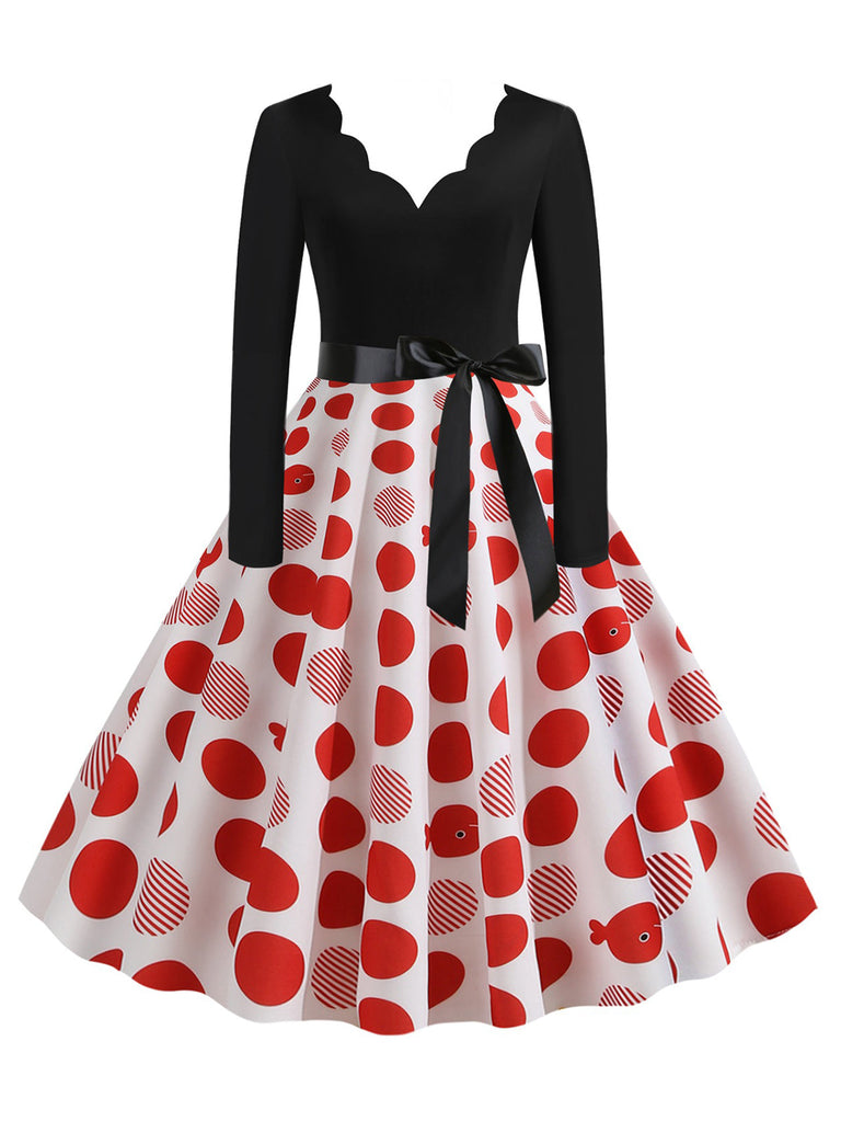 1950s V-Neck Long Sleeves Plaid Swing Dress, vintage dress, retro fashion, rockabilly, pin-up fashion - perfect for women who love vintage and retro fashion