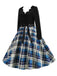 1950s V-Neck Long Sleeves Plaid Swing Dress, vintage dress, retro fashion, rockabilly, pin-up fashion - perfect for women who love vintage and retro fashion