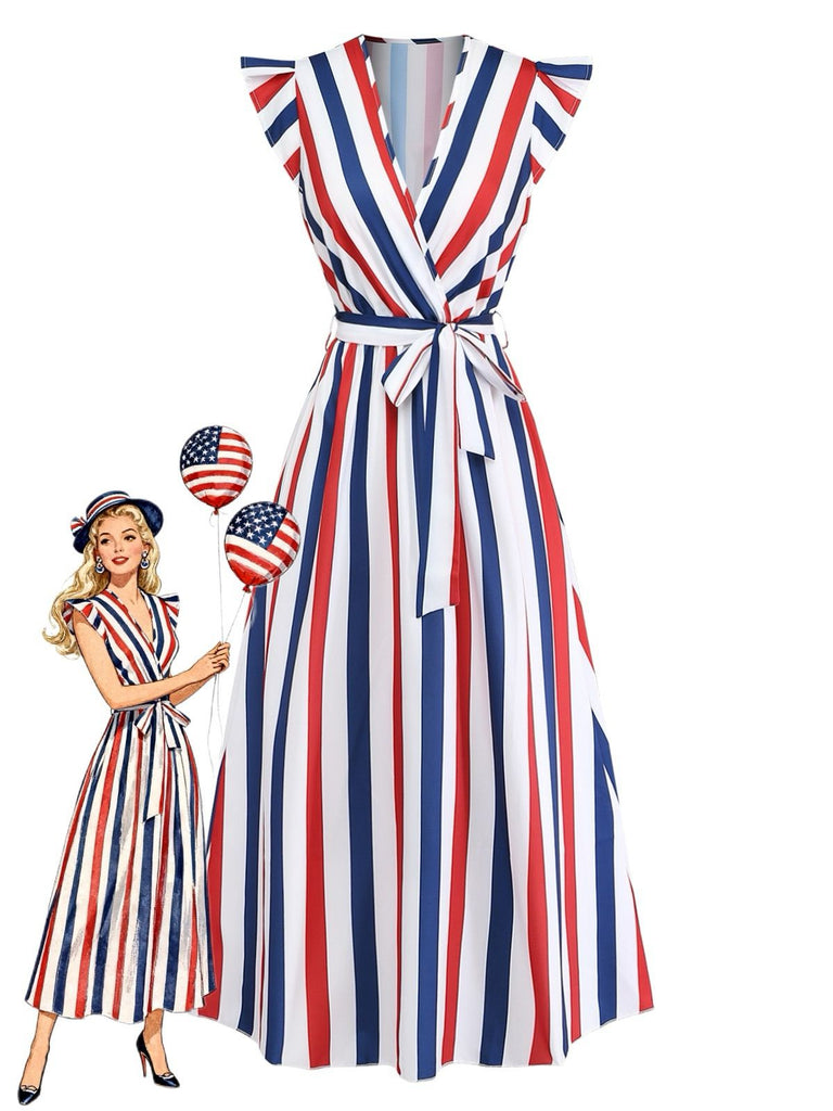 1950s V-Neck Ruffle Belted Swing Dress, vintage dress, retro fashion, rockabilly, pin-up fashion - perfect for women who love vintage and retro fashion