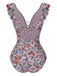 This 1950s V-Neck Ruffle Shoulder Belted Swimsuit carries 1950s vacation dreams in every stitch